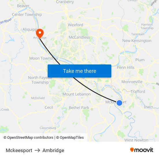 Mckeesport to Ambridge map