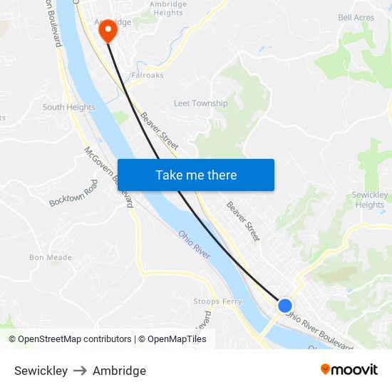 Sewickley to Ambridge map