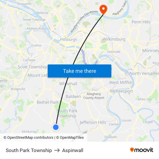 South Park Township to Aspinwall map