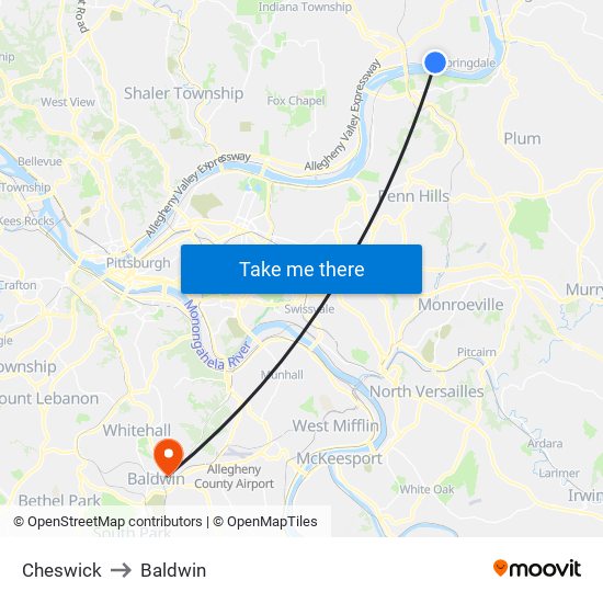 Cheswick to Baldwin map