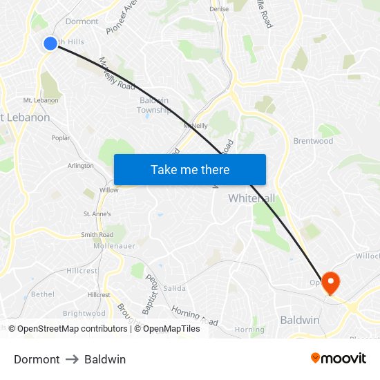 Dormont to Baldwin map