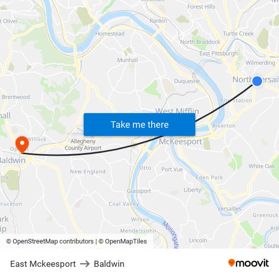 East Mckeesport to Baldwin map