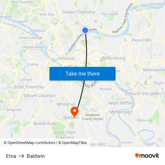 Etna to Baldwin map