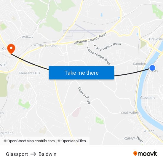 Glassport to Baldwin map