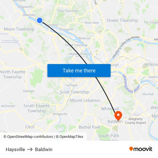 Haysville to Baldwin map