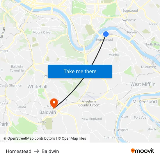 Homestead to Baldwin map