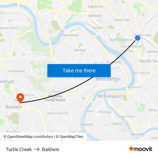 Turtle Creek to Baldwin map