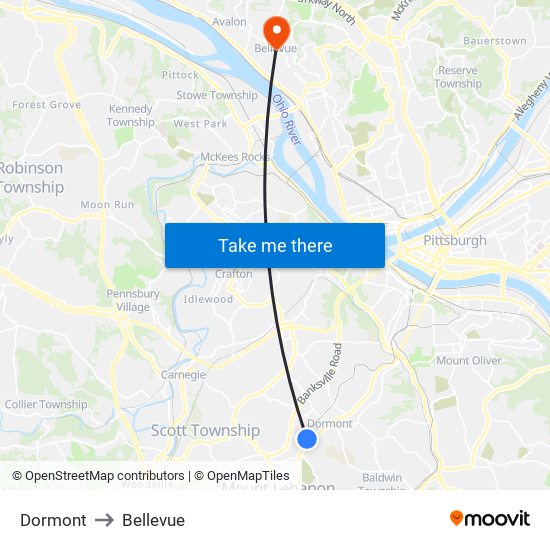 Dormont to Bellevue map