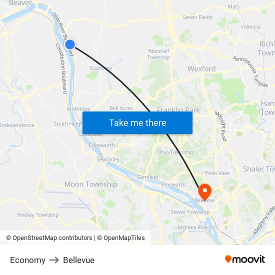 Economy to Bellevue map