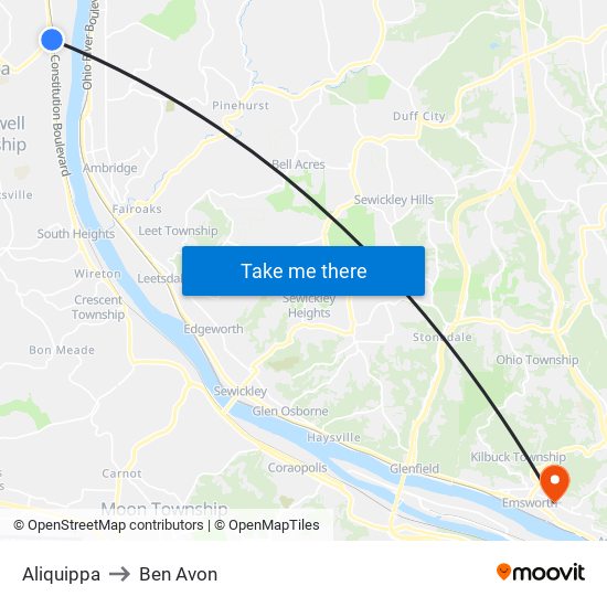 Aliquippa to Ben Avon map