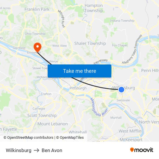 Wilkinsburg to Ben Avon map