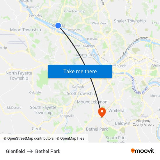 Glenfield to Bethel Park map