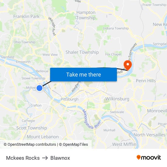 Mckees Rocks to Blawnox map