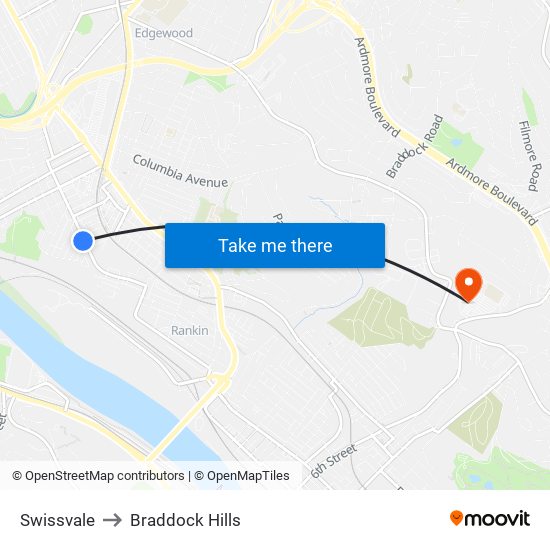 Swissvale to Braddock Hills map