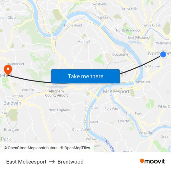 East Mckeesport to Brentwood map