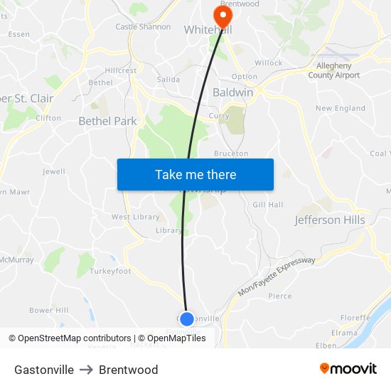 Gastonville to Brentwood map