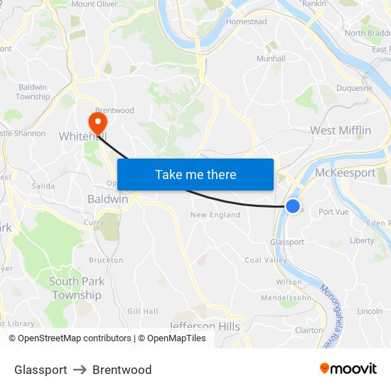Glassport to Brentwood map
