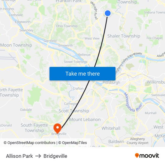 Allison Park to Bridgeville map