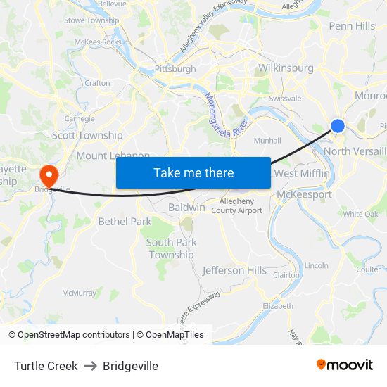 Turtle Creek to Bridgeville map
