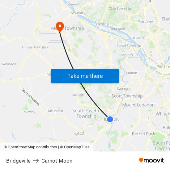 Bridgeville to Carnot-Moon map