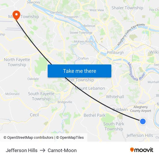 Jefferson Hills to Carnot-Moon map