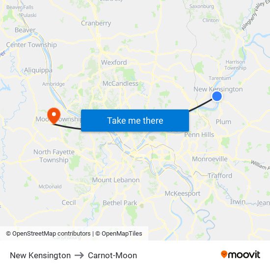 New Kensington to Carnot-Moon map