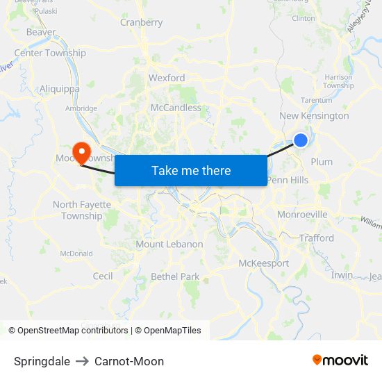 Springdale to Carnot-Moon map