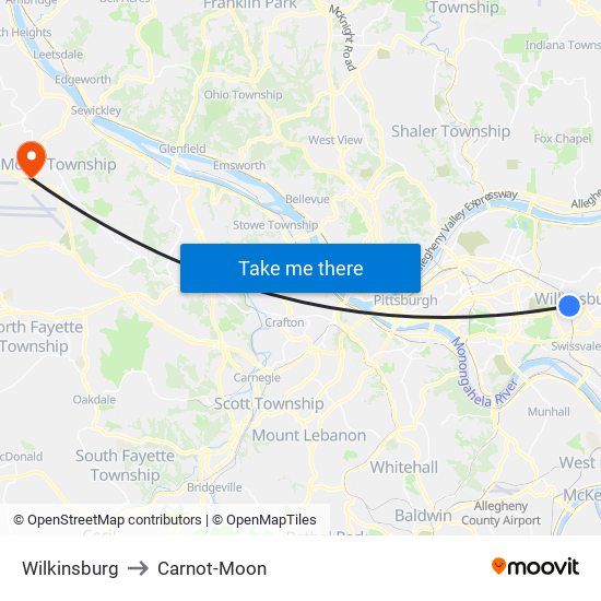 Wilkinsburg to Carnot-Moon map