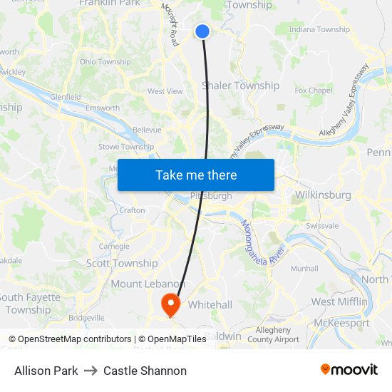 Allison Park to Castle Shannon map