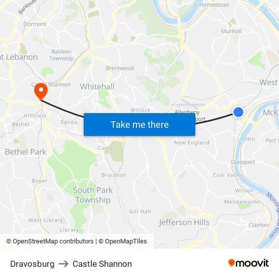 Dravosburg to Castle Shannon map