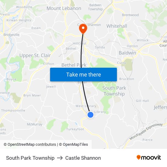 South Park Township to Castle Shannon map