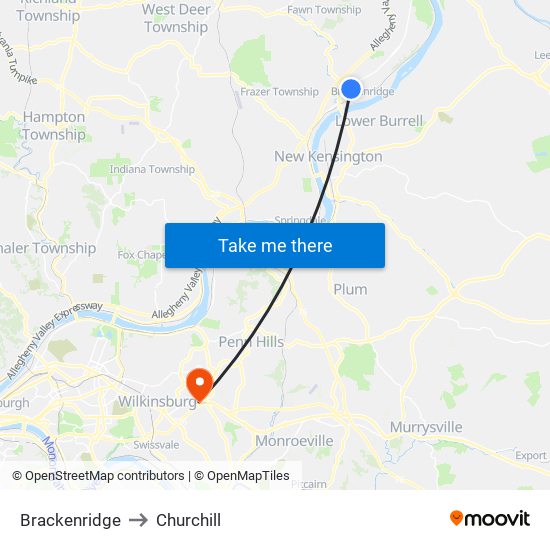 Brackenridge to Churchill map