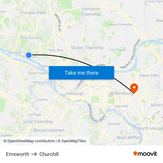 Emsworth to Churchill map