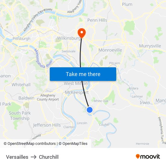 Versailles to Churchill map