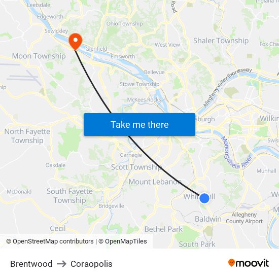 Brentwood to Coraopolis map