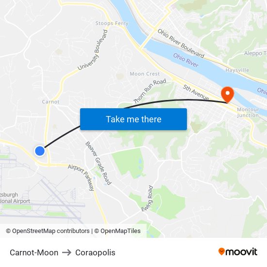 Carnot-Moon to Coraopolis map