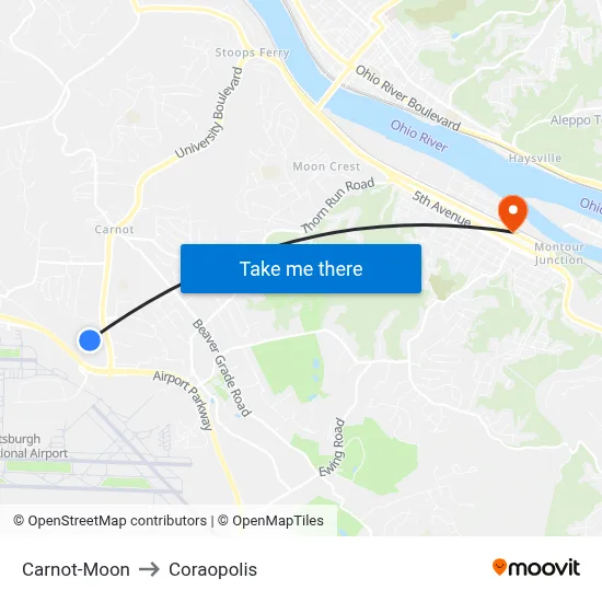 Carnot-Moon to Coraopolis map