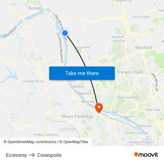 Economy to Coraopolis map