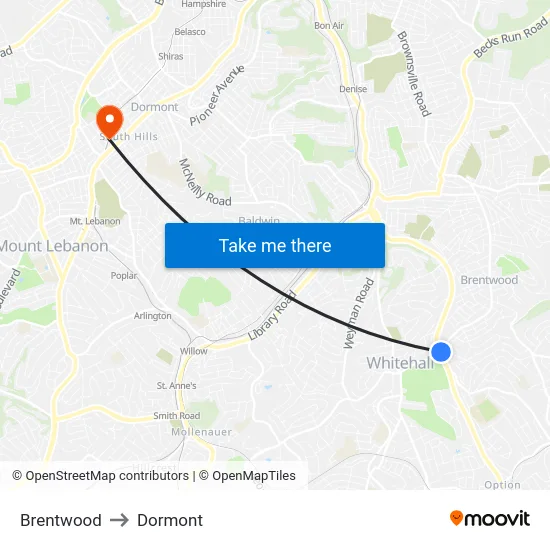 Brentwood to Dormont map