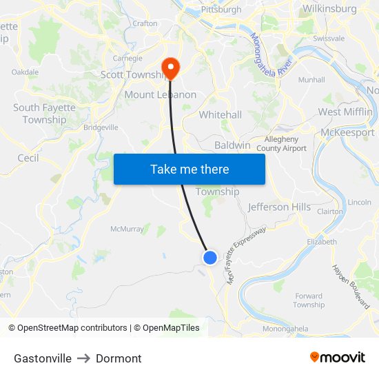 Gastonville to Dormont map