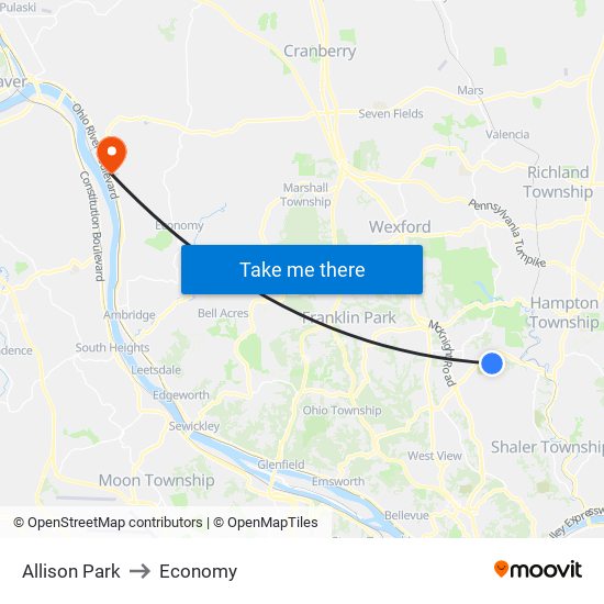 Allison Park to Economy map