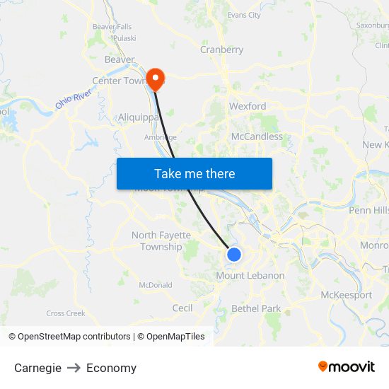 Carnegie to Economy map