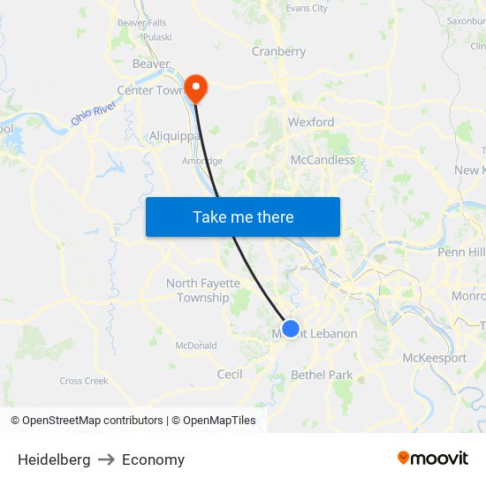 Heidelberg to Economy map