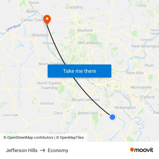 Jefferson Hills to Economy map