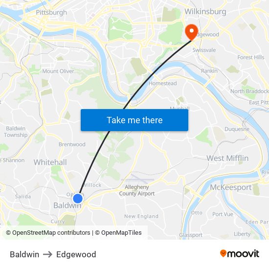 Baldwin to Edgewood map