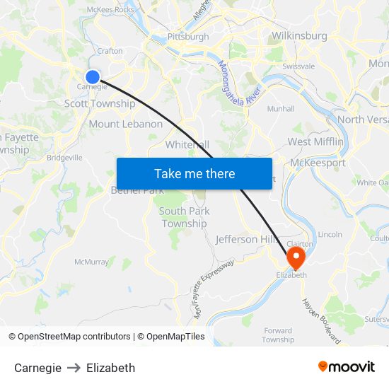 Carnegie to Elizabeth map