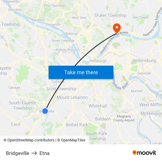 Bridgeville to Etna map