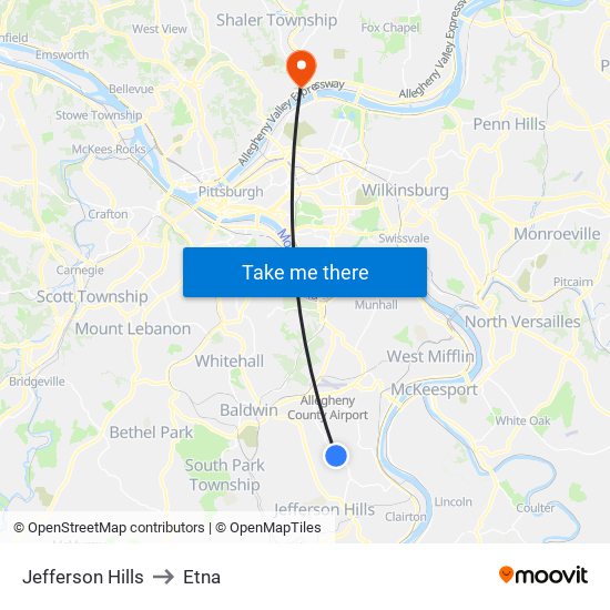 Jefferson Hills to Etna map