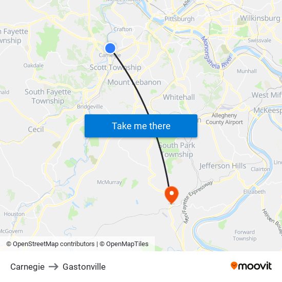 Carnegie to Gastonville map