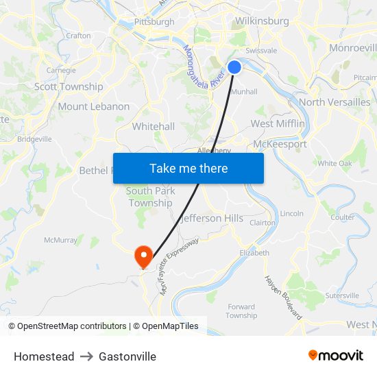 Homestead to Gastonville map